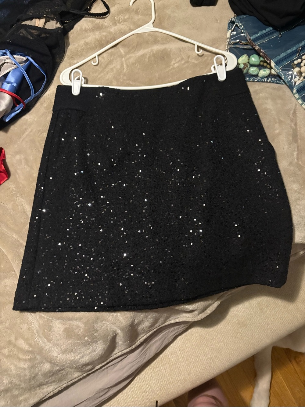 LOFT Black Sequin Mini Skirt